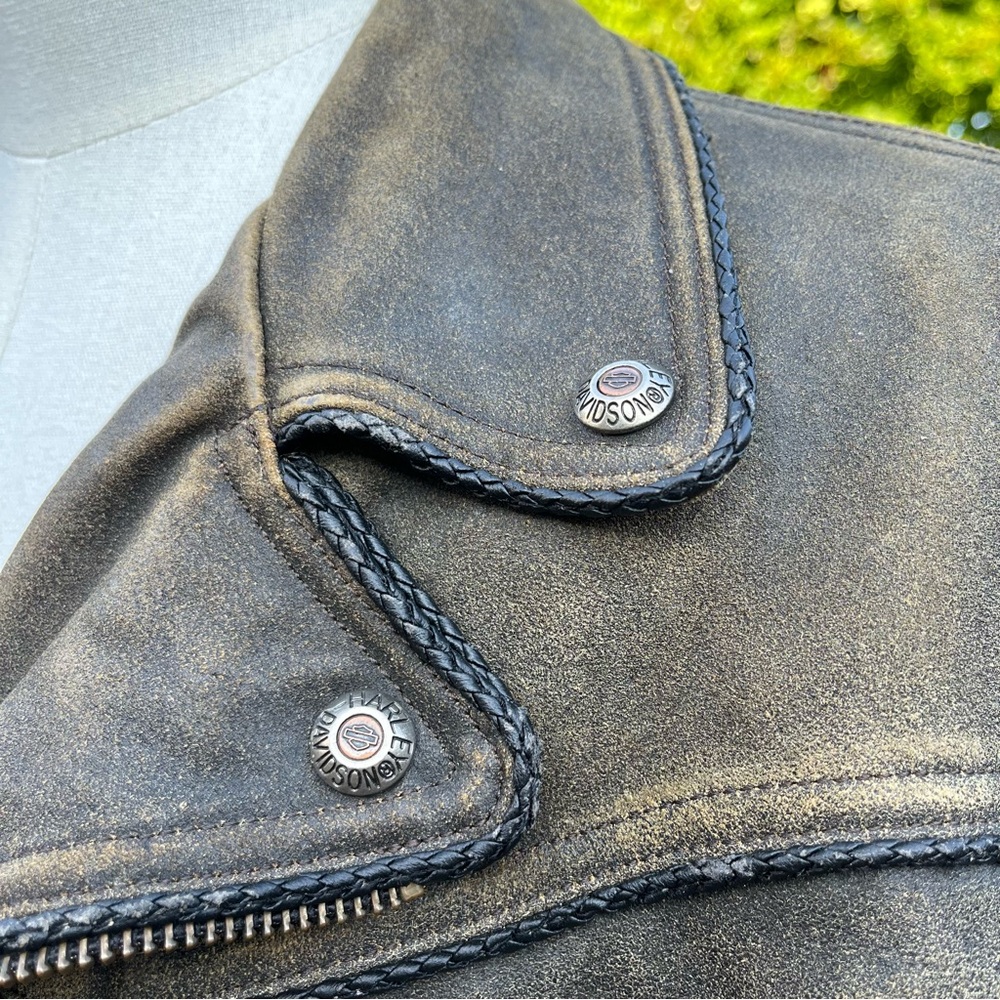 Harley-Davidson Brown Distressed Leather Performance Jacket - Picture 6 of 10